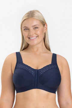 Cotton broderie anglaise front-closure bra