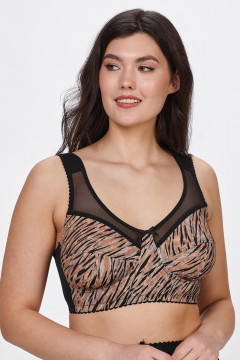 Animal print non-wired tulle bra