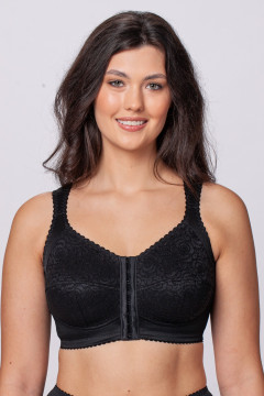Non-wired front-closing bra with lace for women with larger bust