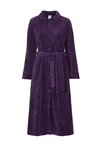 Robe made of soft fleece fabric with front buttons