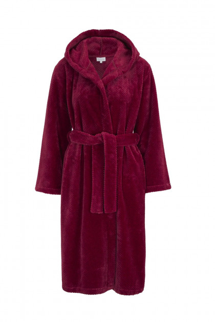 Warm hooded fleece robe with belt