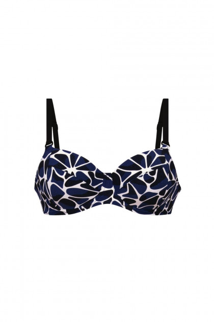 Κομψό μπικίνι τοπ με μπανέλες και θήκες που κολακεύουν το μεγάλο στήθος