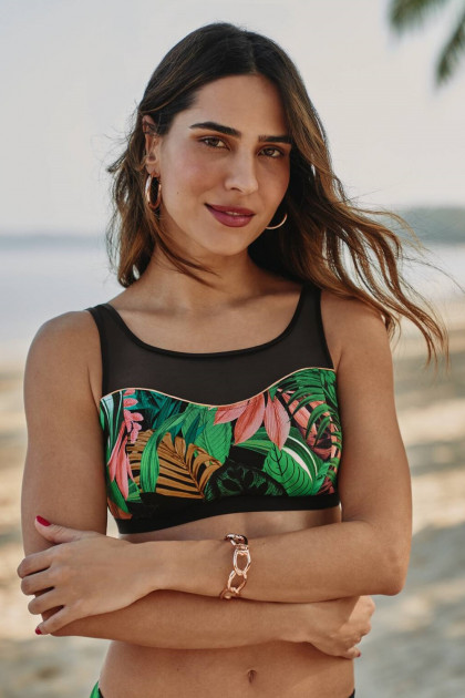 Σλιπ μαγιό με φλοράλ tropical μπροστινό σχέδιο