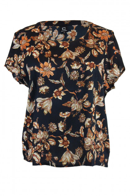 Φλοράλ μπλούζα με κοντό μανίκι για την εύσωμη σιλουέτα