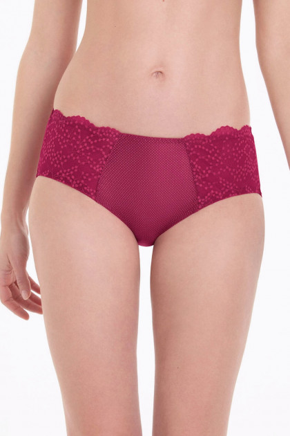 Polka dot high-waist slip with lace
