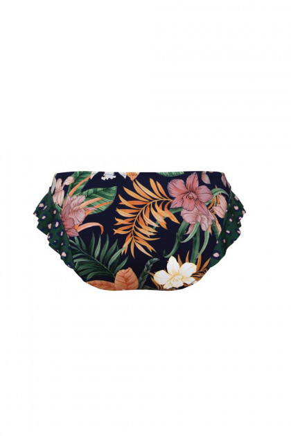 Φλοράλ σλιπ μαγιό με φραμπαλά στα πλαϊνά σε σχέδιο πουά