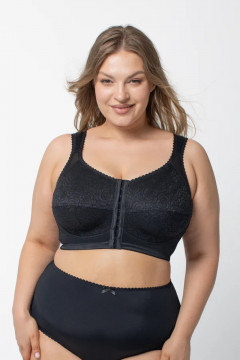 Non-wired front-closing bra with lace for women with larger bust