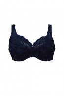 Plus size full-cup underwired bra with elastic lace