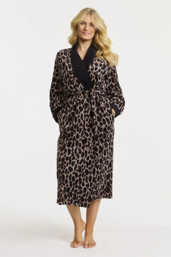 Velour animal print robe