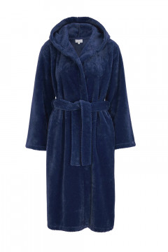 Warm hooded fleece robe with belt