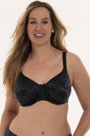 Elegant big cup (F-I) underwired bra in animal print