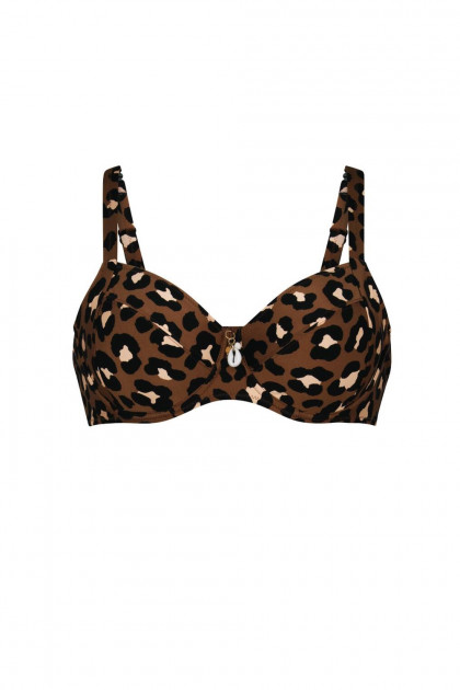 Animal print μπικίνι τοπ με μπανέλες με θήκες που συγκρατούν τέλεια το στήθος