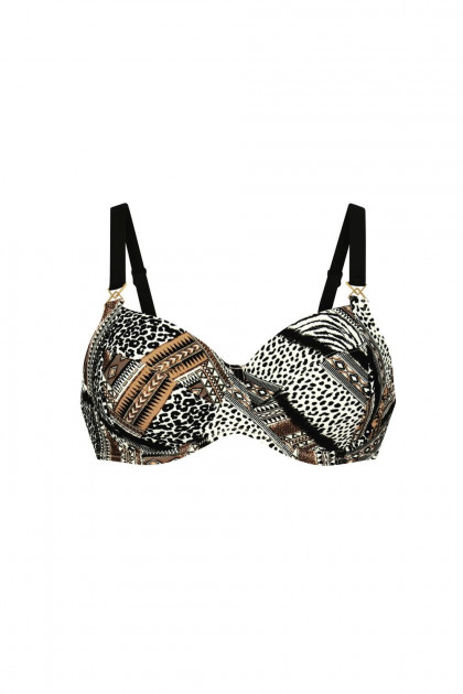 Εμπριμέ animal μπικίνι τοπ μαγιό με μπανέλες και σωστό κράτημα για το βαρύ στήθος