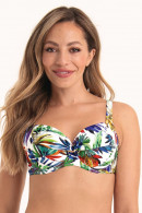 Εμπριμέ μπικίνι τοπ με μπανέλες full cup με κρίκο στο ντεκολτέ