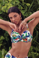 Εμπριμέ μπικίνι τοπ με μπανέλες full cup με κρίκο στο ντεκολτέ