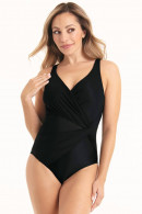 Κομψό ολόσωμο μαγιό χωρίς μπανέλες από ΄ύφασμα ανθεκτικό σε ντραπέ σχέδιο με τούλι