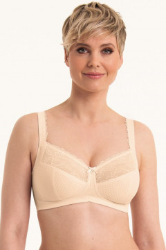 Κομψό σουτιέν χωρίς μπανέλες με δαντέλα και διακριτικό πουά