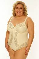 Modern, bridal, underwired body made of elastic fabric and lace