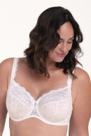 Plus size full-cup underwired bra with elastic lace