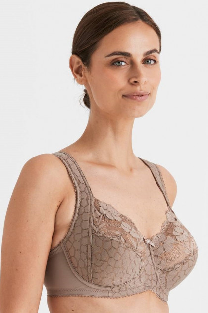 Jacquard & lace underwired bra