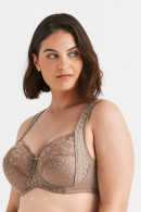Jacquard & lace underwired bra