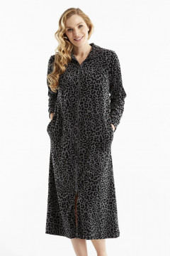 Elegant velour robe animal print