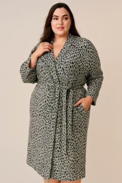 Wrap-around robe in Viscose and light wool fabric