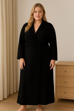 Wrap-around robe in Viscose and light wool fabric