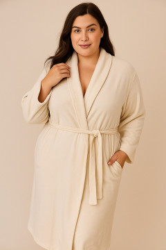 Wrap-around robe in Viscose and light wool fabric