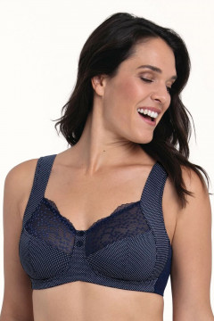 Romantic nonwired support bra with French polka dot