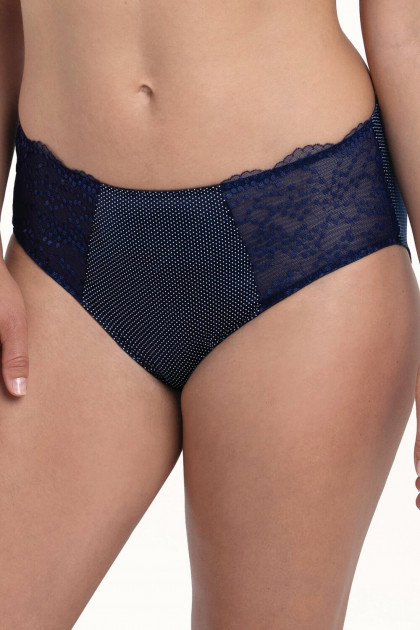 Polka dot high-waist slip with lace