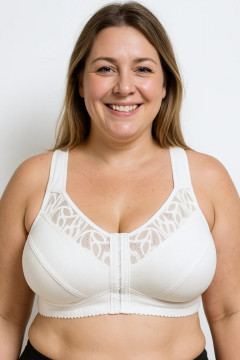 front closure cotton bra with lace