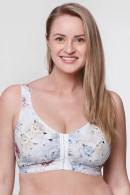 Comfortable cotton non-wired front-closing bra with floral print