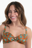 Κομψό Μπικίνι Τοπ με Μπανέλες, Σούρες & Μεταλλική Λεπτομέρεια