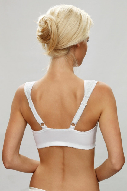 Cotton rich lace non-wired, front-closure bra