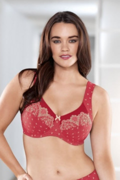 Plus size full-cup underwired bra with elastic lace