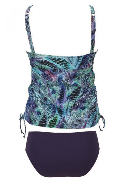 Εμπριμέ τανκίνι μαστεκτομής χωρίς μπανέλες με σούρες. Χαρίζει κομψές εμφανίσεις