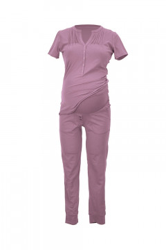 Pregnancy and nursing pyjama top with front buttons. Made of pure cotton.