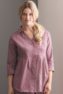 Floral, cotton pyjama top with buttons for pregnancy and nursing