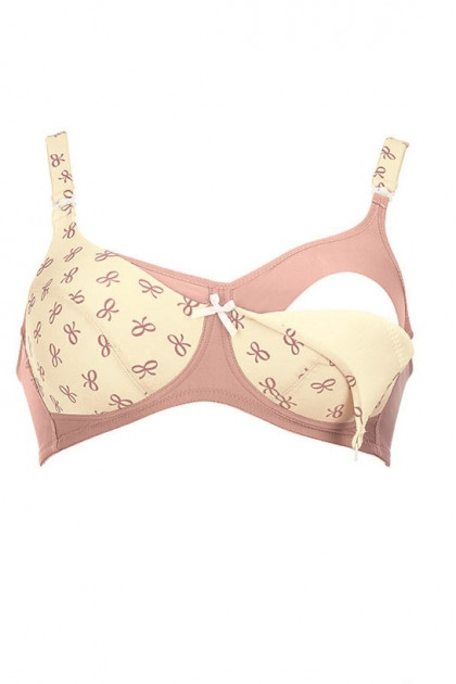 Bicolored nonwired nursing bra with pattern and soft cups