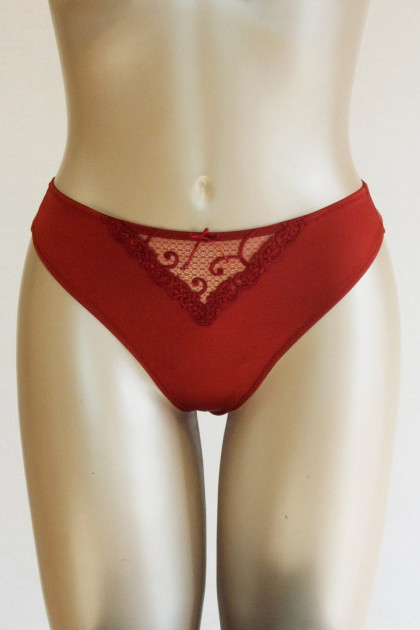 String with lace on the front