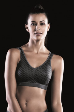 Medium support non-wired sports bra with a delicate cell-like graphic print