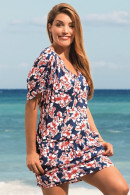 Φλοράλ φόρεμα - μπλούζα με τσέπες και κορδονάκια