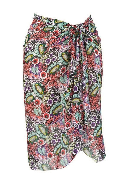 Εμπριμέ φούστα - παρεό. Με κορδόνι στη μέση για μεγαλύτερη ευκολία