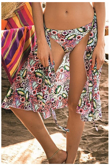 Εμπριμέ φούστα - παρεό. Με κορδόνι στη μέση για μεγαλύτερη ευκολία