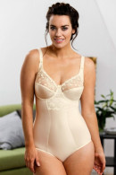Underwired body with cups trimmed with fine elastic lace