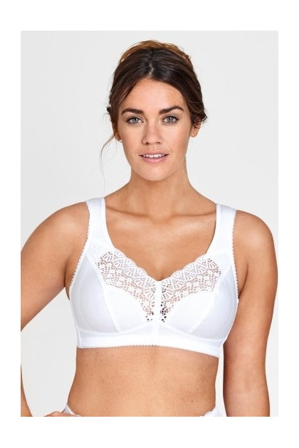 Bαμβακερό σουτιέν χωρίς μπανέλες από φίνα ελαστική δαντέλα με ενισχυμένα πλαϊνά και φαρδιές τιράντες