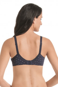 Polka dot underwired nursing bra with preformed cups. Made of fine microfiber. Up to J cup