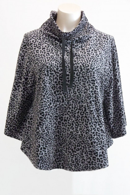 Animal print velvet poncho