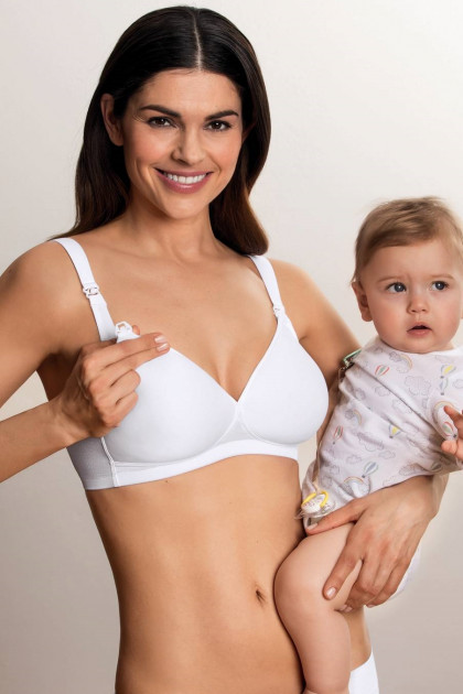 Nonwired nursing bra with padded cups